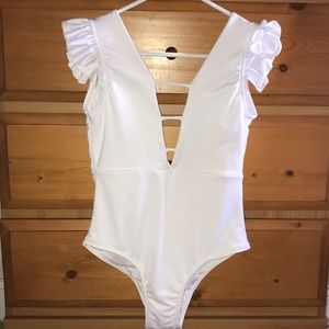 White one piece bathing suit